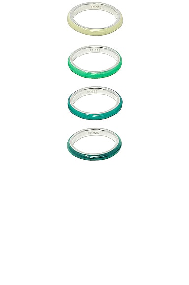 FRY POWERS Set of 4 Ombre Enamel Rings in Green