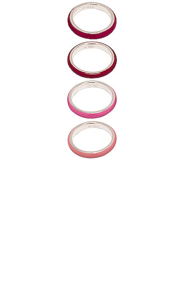 FRY POWERS Set of 4 Ombre Enamel Rings in Pink