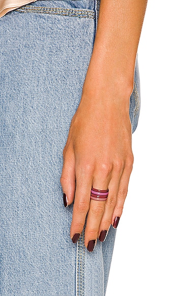 Shop Fry Powers Set Of 4 Ombre Enamel Rings In Pink Ombre