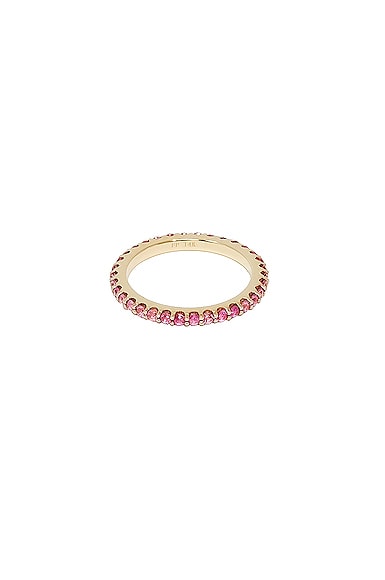 FRY POWERS Pave Gem Stacking Ring in Fuchsia Sapphire & 14K Rose Gold