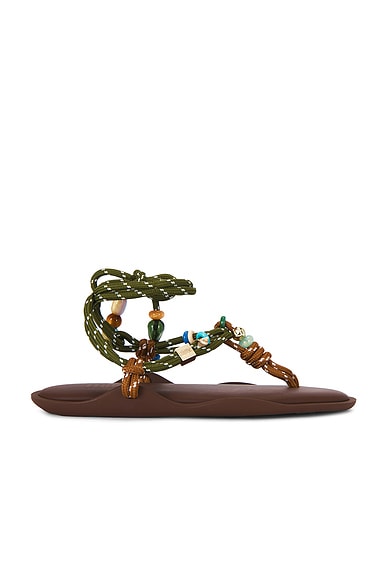 Flòwze X Collanine Colorate Flo Twin Sandal in Brown & Military Green