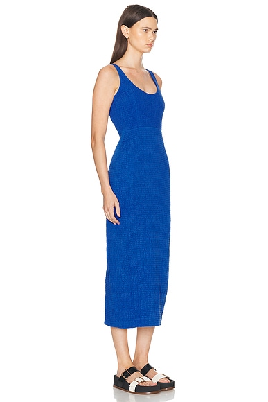 Gabriela Hearst Girard Dress In Sapphire Shirred Aloe Linen In Saphire