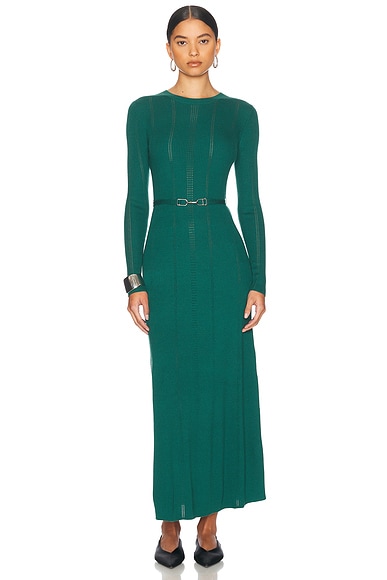 Gabriela Hearst Imagene Dress in Emerald Green