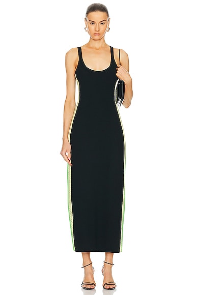 Shop Gabriela Hearst Ives Dress In Black  Fluorescent Green  & Lime Adamite