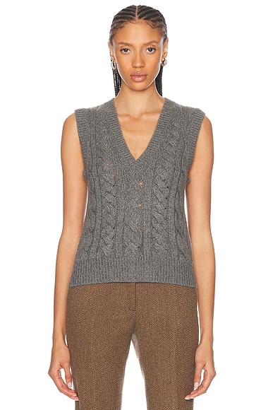 Gabriela Hearst Selsey Vest in Dark Grey Multi