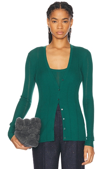 Gabriela Hearst Lillian Cardigan in Emerald Green