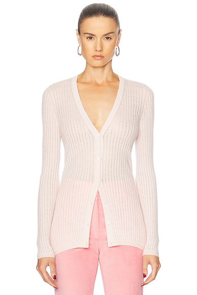 Gabriela Hearst Emma Pointelle Cardigan in Pale Blush