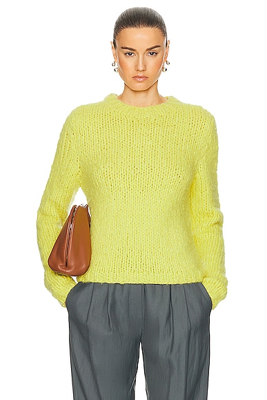 Shop Gabriela Hearst Classic Sweater In Lime Adamite