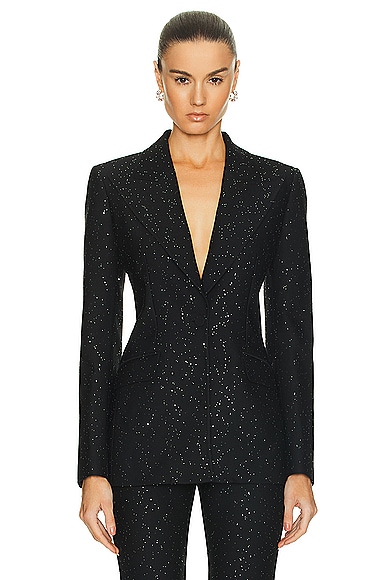 Gabriela Hearst Leiva Sequin-embellished Wool-blend Blazer In Black