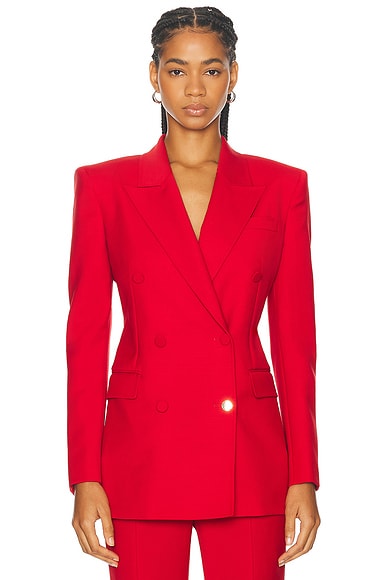 Red belted blazer outlet