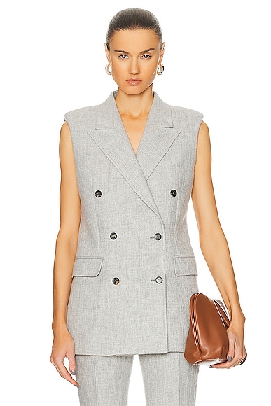 Gabriela Hearst Mayte Cashmere-blend Blazer Vest In Light Grey Melange