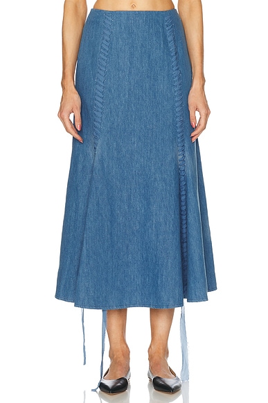 Gabriela Hearst Dion Skirt in Light Blue Denim