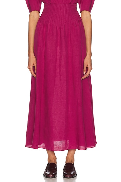 Gabriela Hearst Penelope Skirt in Raspberry