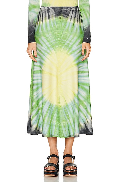 Gabriela Hearst Olive Skirt in Fluorescent Green Multi
