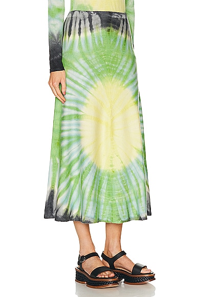Shop Gabriela Hearst Olive Skirt In Fluorescent Green Multi