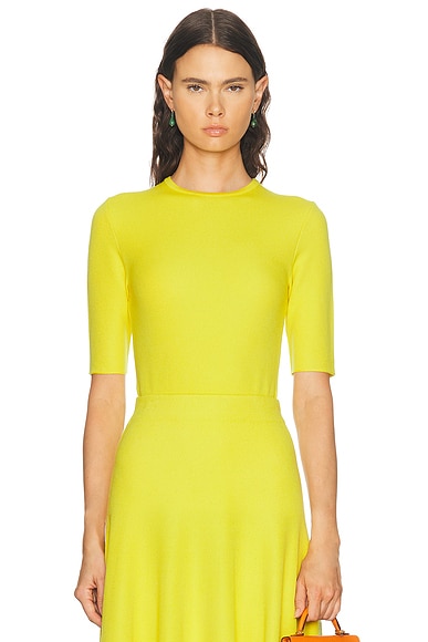Gabriela Hearst Axis Crewneck Short Sleeve Top in Citrine