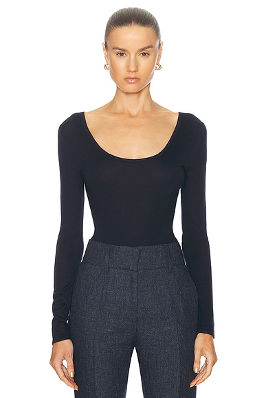Gabriela Hearst Emily Bodysuit in Dark Navy