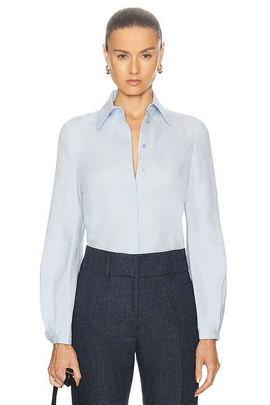 Gabriela Hearst Delmer Top in Light Blue