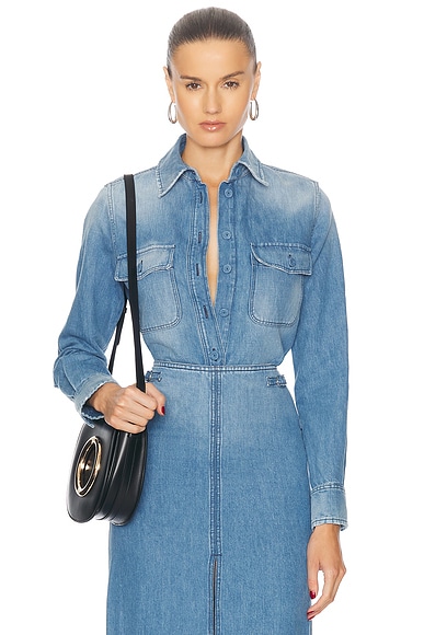 Gabriela Hearst John Austin Shirt in Light Blue Denim