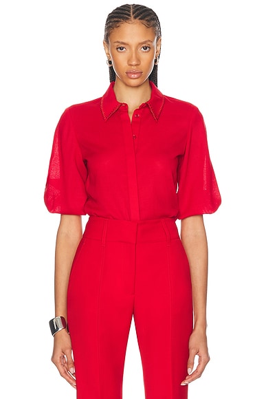 Gabriela Hearst Hadley Top in Scarlet Red