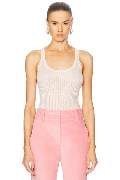 Gabriela Hearst Nevin Pointelle Tank Top in Pale Blush