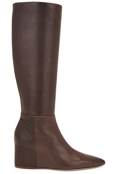 Lanvin Suede Wedge Boots in Grey FWRD