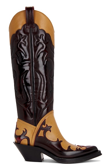 Gabriela Hearst Capitana Boot in Light Brown & Red