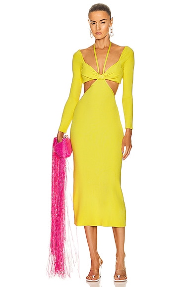 Cult Gaia Enzo Knit Dress in Lemon