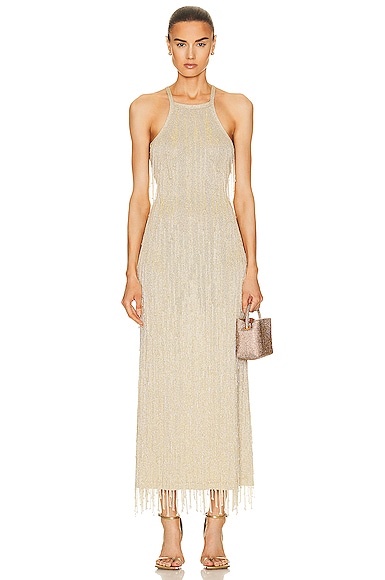 Cult Gaia Zion Knit Gown In Light Gold