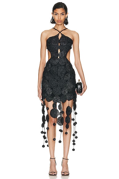 Cult Gaia Leela Crochet Dress in Black