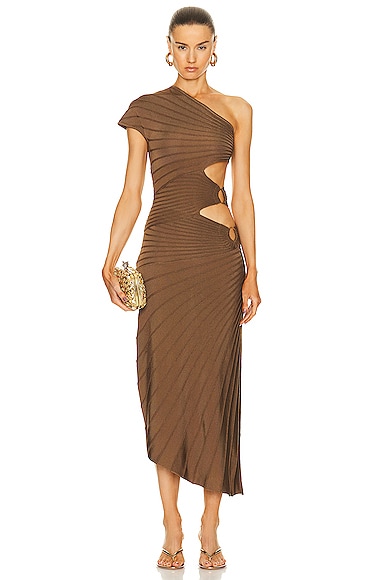 Cult Gaia Lurenz Midi Knit Dress in Brown