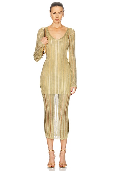 Cult Gaia Espen Knit Dress in Gold