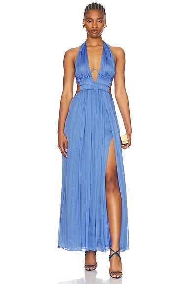 Zimmermann Luminous Halter Gown in Cornflower | FWRD