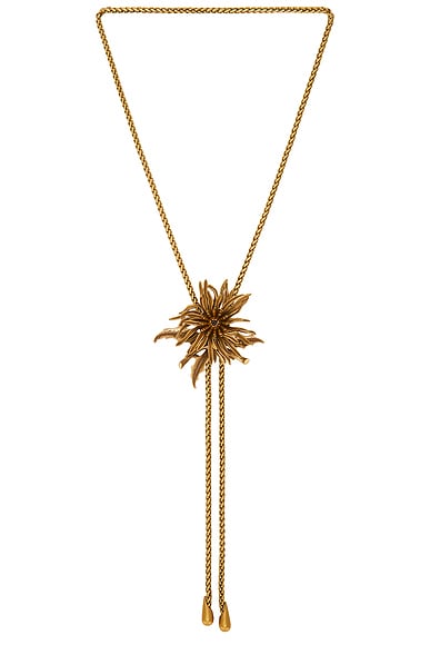 Cult Gaia Octavia Bolo Necklace in Antique Brass