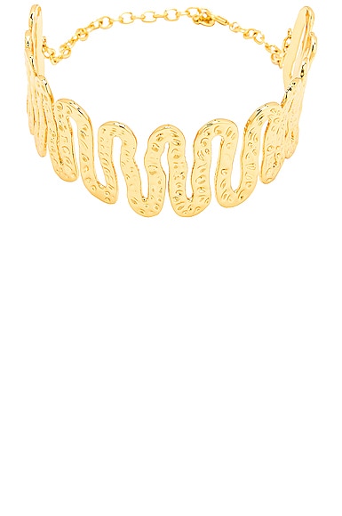 Cult Gaia Fahima Choker Necklace in Metallic Gold