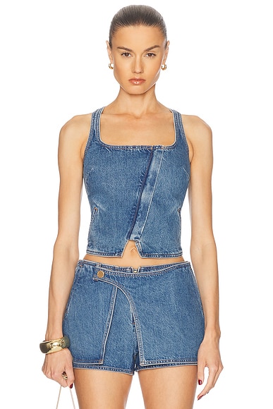 Cult Gaia Jade Top in Stone Wash