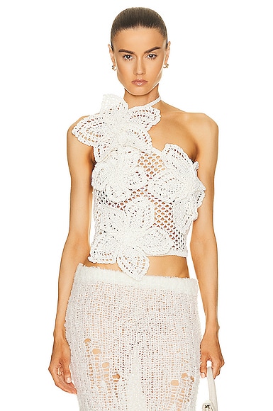 Shop Cult Gaia Nazanin Crochet Top In Off White