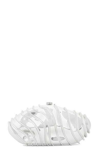 Cult Gaia Ezara Clutch in Shiny Silver