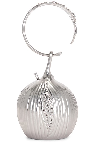 Cult Gaia Fico Pomegranate Wristlet Bag in Antique Silver