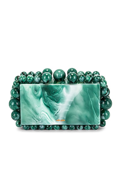 Cult Gaia Eos Beaded Acrylic Box Clutch In Sage