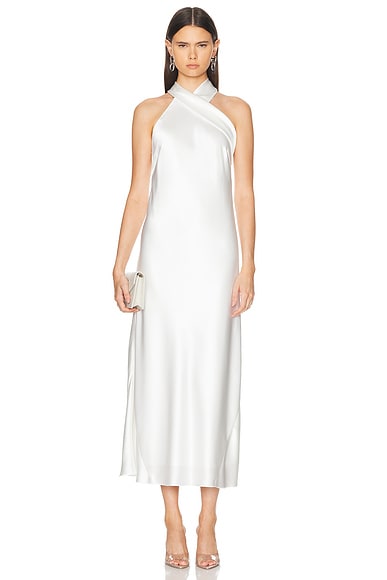 Shop Galvan Cropped Pandora Dress In Off White