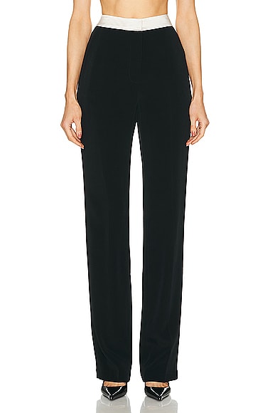 GALVAN High Waisted Suit Trouser in Black & Ivory