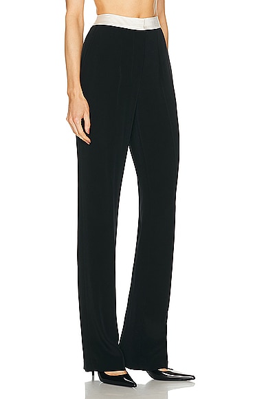 Shop Galvan High Waisted Suit Trouser In Black & Ivory