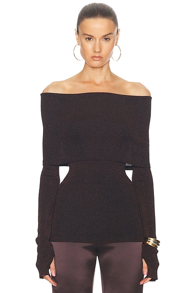 GALVAN Corte Off Shoulder Top in Chocolate