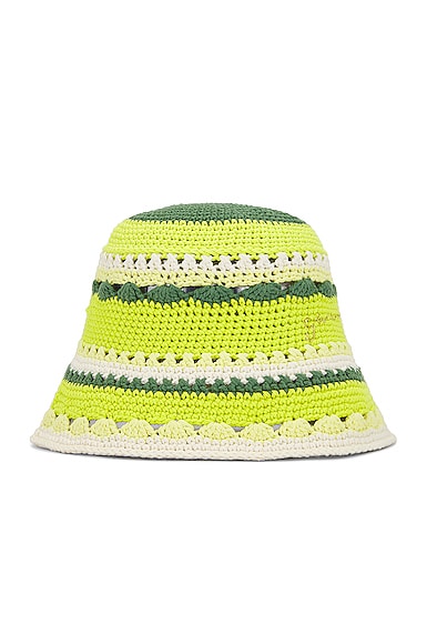 Ganni Crochet Bucket Hat in Green