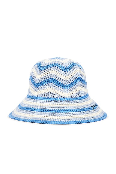 Ganni Crochet Bucket Hat in Blue