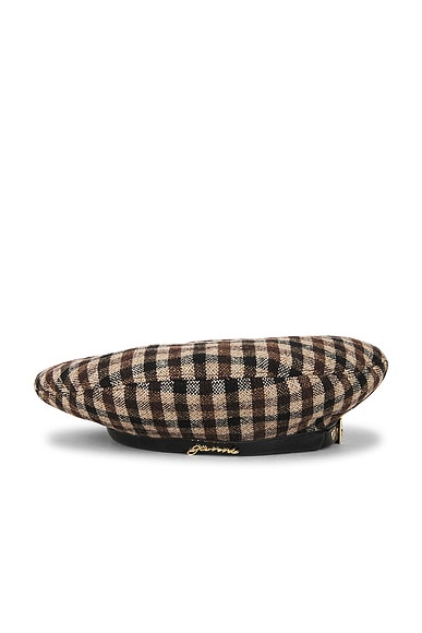 Checked Wool Mix Beret