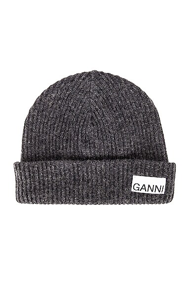 Ganni Recycled Wool Knit Beanie In 