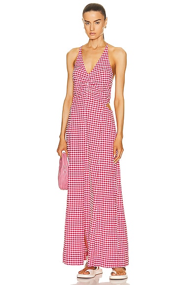【GANNI】dress Seersucker Check Wrap Mini Dress in Gingham Starfish – SVRN