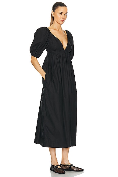 Shop Ganni Babydoll Long Dress In Black